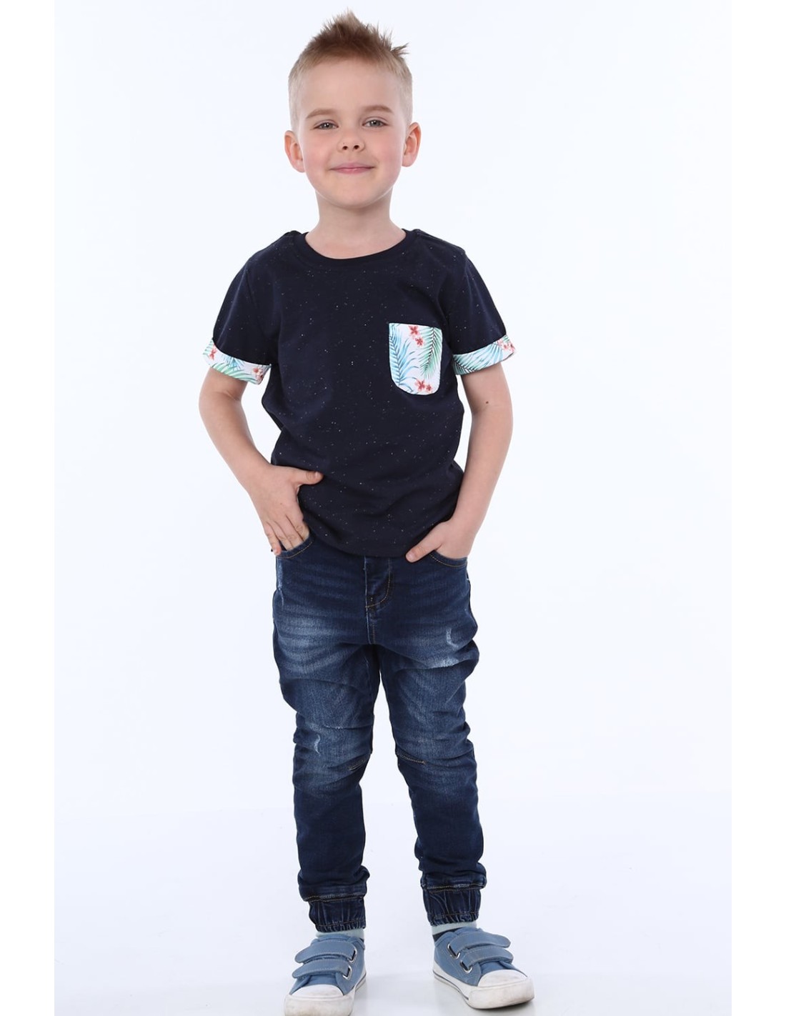 Boys\' jeans with elastic bands on legs NDZ211 - Online store - Boutique